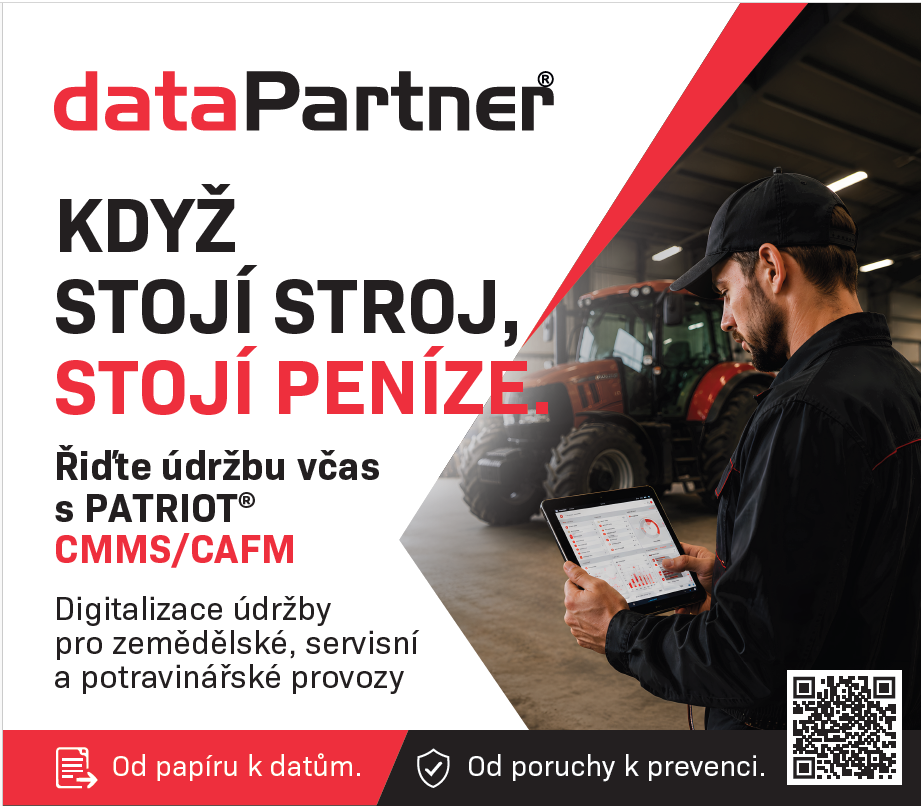 dataPartner Řízení údržby Patriot CMMS pro zemědělské podniky, servisní firmy a potravinářské provozy.